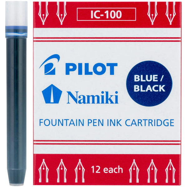 Pilot Namiki IC100  Fountain Pen Ink Cartridges, Blue/Black, 12pk