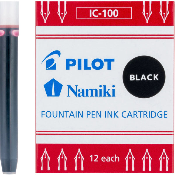 Pilot Namiki IC100 Fountain Pen Ink Cartridges, Black, 12pk