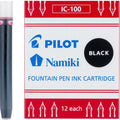 Pilot Namiki IC100 Fountain Pen Ink Cartridges, Black, 12pk