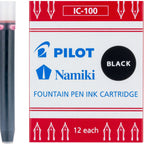 Pilot Namiki IC100 Fountain Pen Ink Cartridges, Black, 12pk