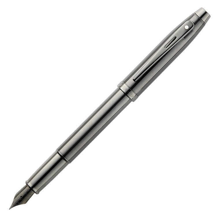 Sheaffer 100 Fountain Pen in Shiny Dark Grey Gunmetal with PVD Trim, Fine