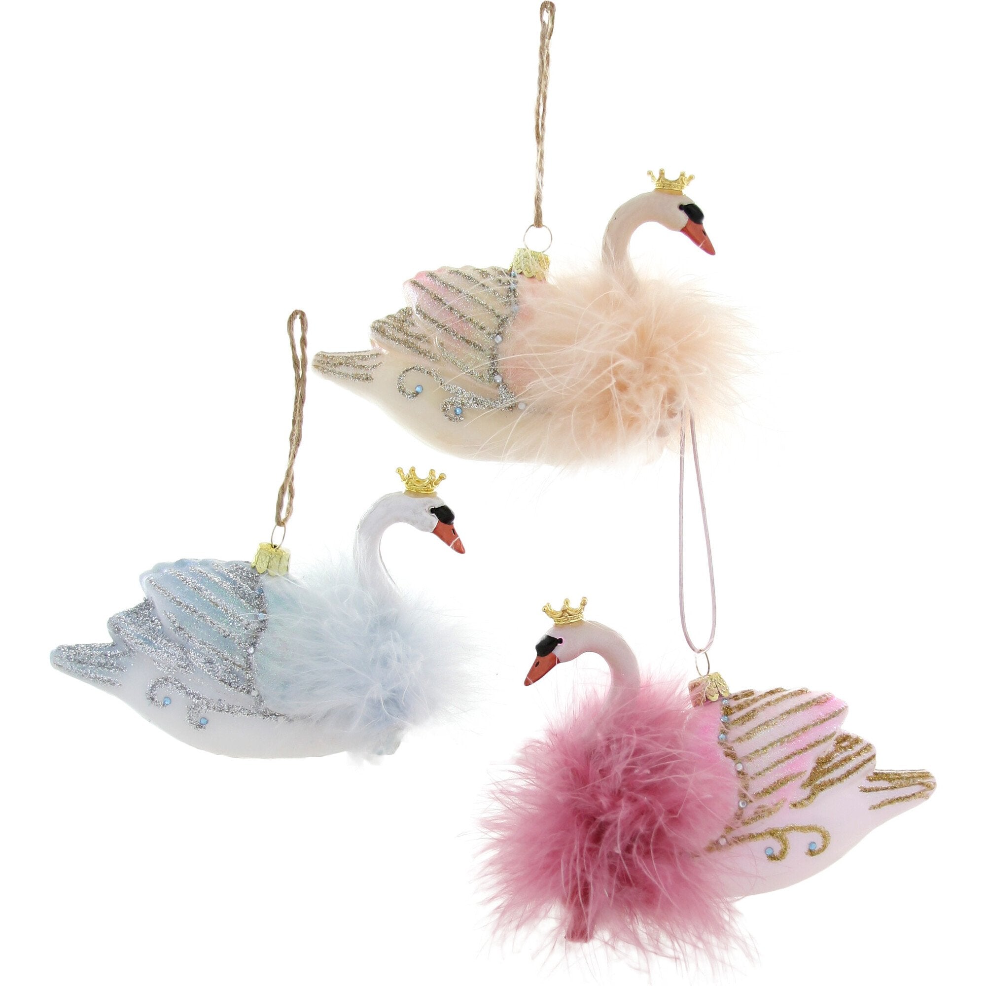 CODY FOSTER, ORNAMENT, Crowned Swan Assortment
